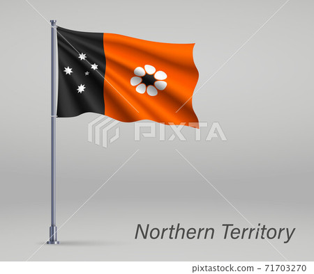 Waving flag of Northern Territory - state of Australia on flagpo Waving flag of Northern Territory - state of Australia on flagpo 71703270