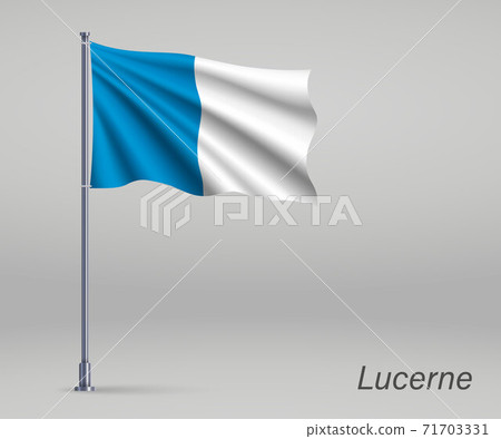 Waving flag of Lucerne - canton of Switzerland on flagpole. Temp Waving flag of Lucerne - canton of Switzerland on flagpole. Temp 71703331