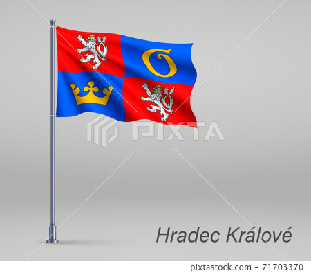 Waving flag of Hradec Kralove - region of Czech Republic on fla Waving flag of Hradec Kralove - region of Czech Republic on fla 71703370