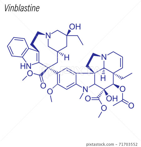 Vector Skeletal formula of Vinblastine. Drug chemical molecule. 71703552