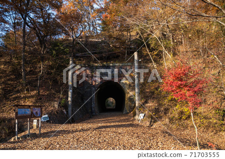 Abandoned railway line walk in late autumn Urushikubo tunnel Abandoned railway line walk in late autumn Urushikubo tunnel 71703555