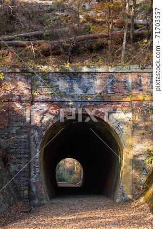 Abandoned railway line walk in late autumn Urushikubo tunnel Abandoned railway line walk in late autumn Urushikubo tunnel 71703557