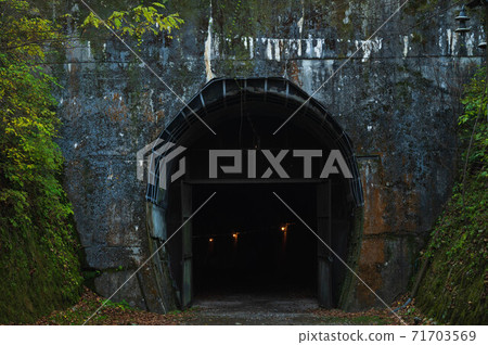 Abandoned railway line walk in late autumn Sangoyama tunnel Abandoned railway line walk in late autumn Sangoyama tunnel 71703569