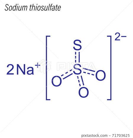 Vector Skeletal formula of Sodium thiosulfate. Drug chemical mol Vector Skeletal formula of Sodium thiosulfate. Drug chemical mol 71703625