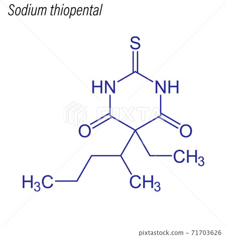 Vector Skeletal formula of Sodium thiopental, Drug chemical mole 71703626