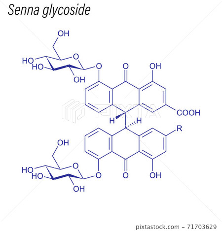 Vector Skeletal formula of Senna glycoside. Drug chemical molecu 71703629