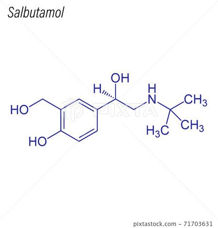 Vector Skeletal formula of Salbutamol. Drug chemical molecule. 71703631