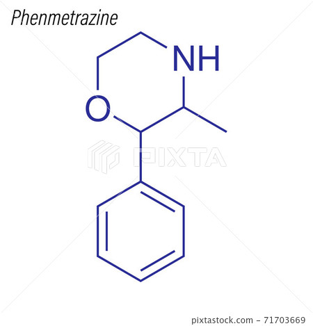 Vector Skeletal formula of Phenmetrazine. Drug chemical molecule Vector Skeletal formula of Phenmetrazine. Drug chemical molecule 71703669