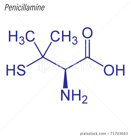 Vector Skeletal formula of Penicillamine. Drug chemical molecule 71703683