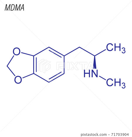 Vector Skeletal formula of MDMA. Drug chemical molecule. 71703904