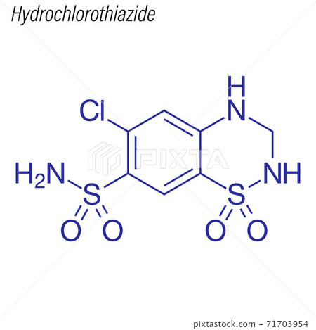 Vector Skeletal formula of Hydrochlorothiazide. Drug chemical mo 71703954