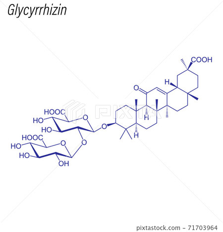 Vector Skeletal formula of Glycyrrhizin. Acid chemical molecule. 71703964