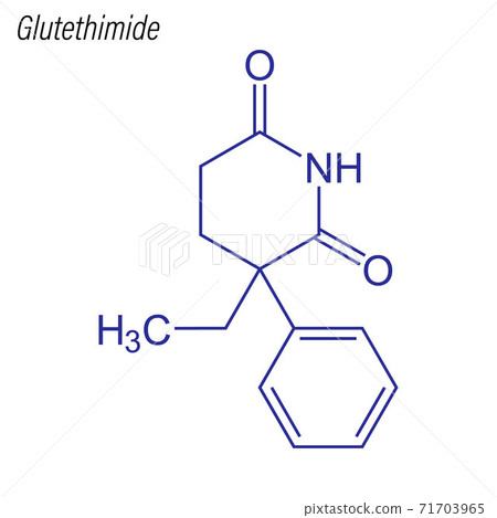 Vector Skeletal formula of Glutethimide. Drug chemical molecule. 71703965