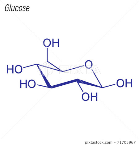 Vector Skeletal formula of Glucose. Drug chemical molecule. 71703967