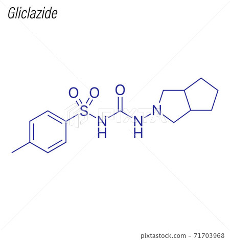 Vector Skeletal formula of Gliclazide. Drug chemical molecule. 71703968