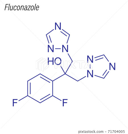 Vector Skeletal formula of Fluconazole. Drug chemical molecule. 71704005