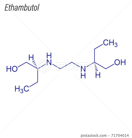 Vector Skeletal formula of Ethambutol. Drug chemical molecule. 71704014
