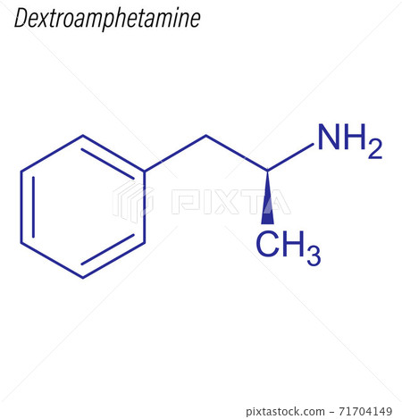 Vector Skeletal formula of Dextroamphetamine. Drug chemical mole Vector Skeletal formula of Dextroamphetamine. Drug chemical mole 71704149