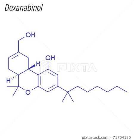 Vector Skeletal formula of Dexanabinol. Drug chemical molecule. 71704150