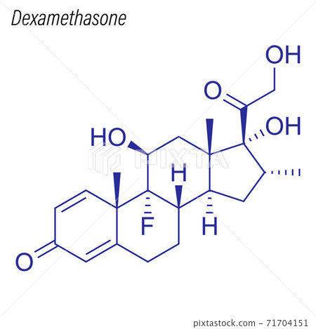Vector Skeletal formula of Dexamethasone. Drug chemical molecule 71704151