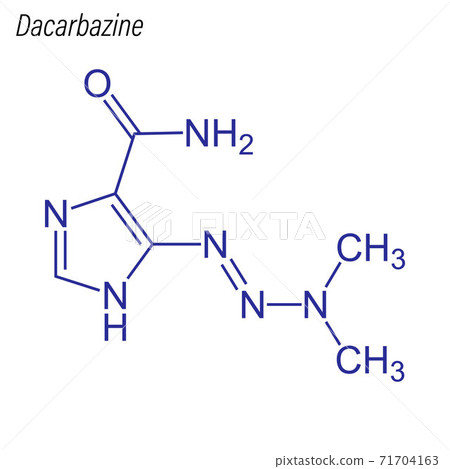Vector Skeletal formula of Dacarbazine. Drug chemical molecule. 71704163