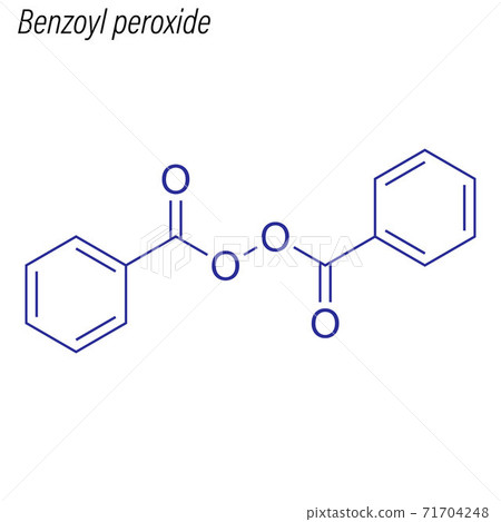 Vector Skeletal formula of Benzoyl peroxide. Drug chemical molec 71704248