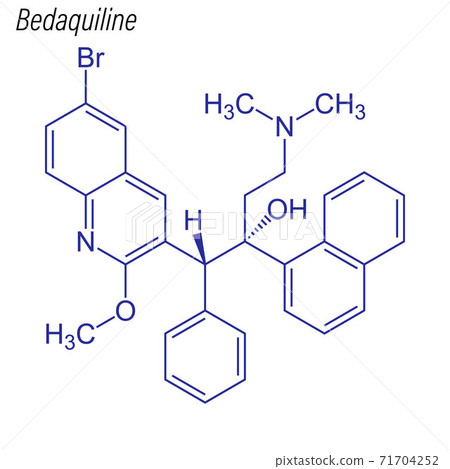 Vector Skeletal formula of Bedaquiline. Drug chemical molecule. Vector Skeletal formula of Bedaquiline. Drug chemical molecule. 71704252
