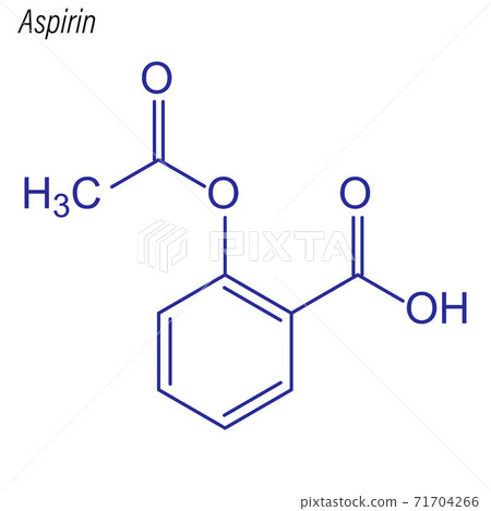 Vector Skeletal formula of Aspirin. Drug chemical molecule. 71704266