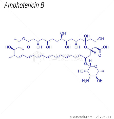 Vector Skeletal formula of Amphotericin B. Drug chemical molecul 71704274