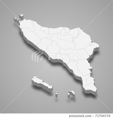 3d isometric map of Aceh is a province of Indonesia 71704579