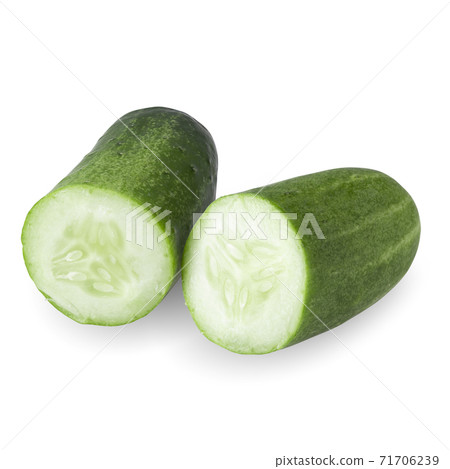Cucumber and slices isolated on white background Cucumber and slices isolated on white background 71706239