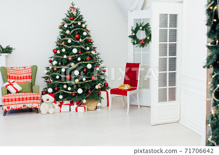 Christmas interior of the Christmas tree Pine New Year gifts Christmas interior of the Christmas tree Pine New Year gifts 71706642