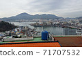 A small town in a quiet fishing village under a cloudy sky 71707532