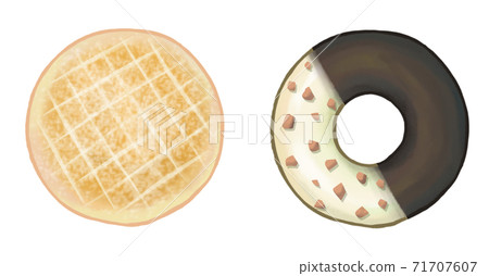 Bismarck donuts and chocolate donuts with white chocolate 71707607