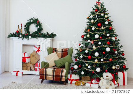 Christmas interior of the Christmas tree Pine New Year gifts Christmas interior of the Christmas tree Pine New Year gifts 71707897
