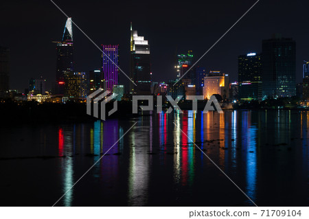 Night view of the Saigon River in Ho Chi Minh City, Vietnam Night view of the Saigon River in Ho Chi Minh City, Vietnam 71709104