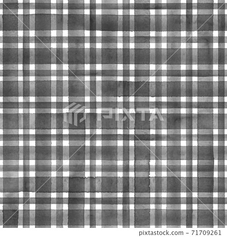 Watercolor stripe plaid seamless pattern. Black gray stripes on white background Watercolor stripe plaid seamless pattern. Black gray stripes on white background 71709261