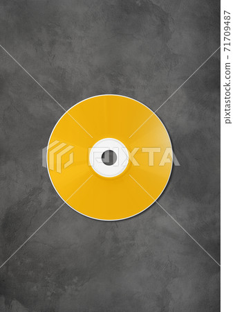 Yellow CD - DVD mockup template isolated on concrete background 71709487