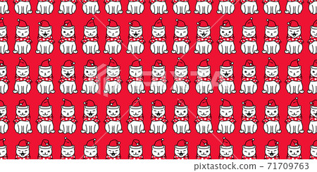 cat seamless pattern Christmas Santa Claus hat... - Stock Illustration ...
