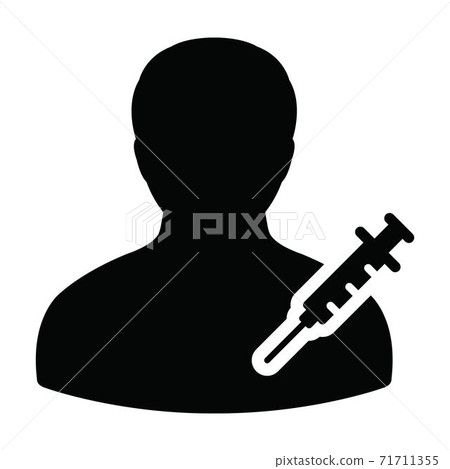 Pharma industry icon vector with vaccine syringe male user person profile avatar symbol for medical and healthcare treatment in a glyph pictogram illustration Pharma industry icon vector with vaccine syringe male user person profile avatar symbol for medical and healthcare treatment in a glyph pictogram illustration 71711355