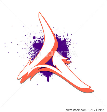 Graffiti alphabet. Letter L against a background of spray paint. Vector illustration 71711954