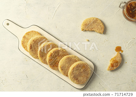 Moroccan Harcha Semolina pan fried. Moroccan Harcha Semolina pan fried. 71714729