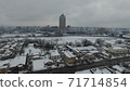 Aerial view of Gunma Prefectural Office and winter scenery 71714854