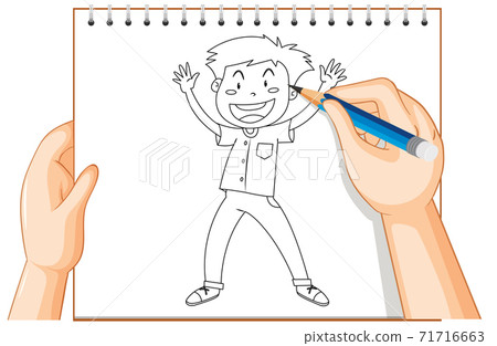Hand writing of happy young man outline 71716663