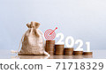 2021 and Coins in sack. 71718329