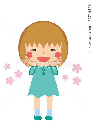 A cute little girl who is so happy that she feels like a dream and smiles A cute little girl who is so happy that she feels like a dream and smiles 71719506