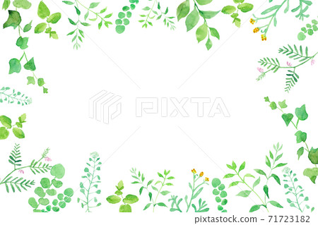 Frame of green flowers Trace vector of watercolor illustration 71723182