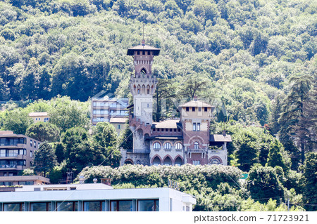 View from the pleasure boat on Lake Lugano, Switzerland View from the pleasure boat on Lake Lugano, Switzerland 71723921