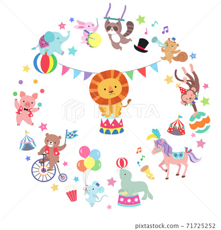 Circus illustration in a round frame Circus illustration in a round frame 71725252
