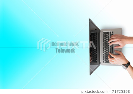 在家工作遠程辦公圖像材料藍色 71725398
